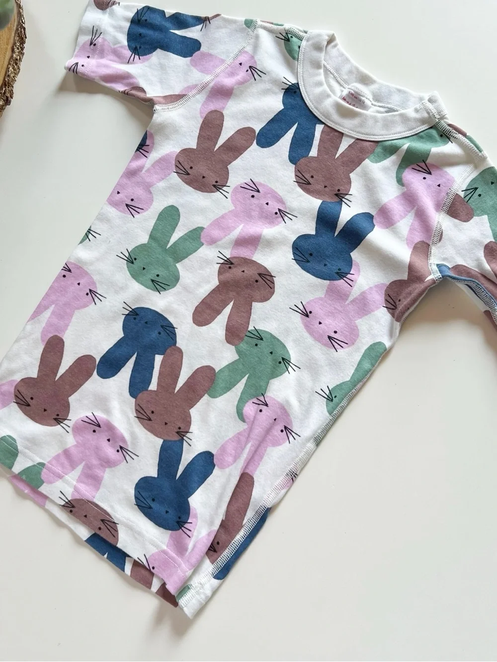 Hanna Andersson Organic Bunny Rabbit Short Sleeve Short Pajama Set | Size 10